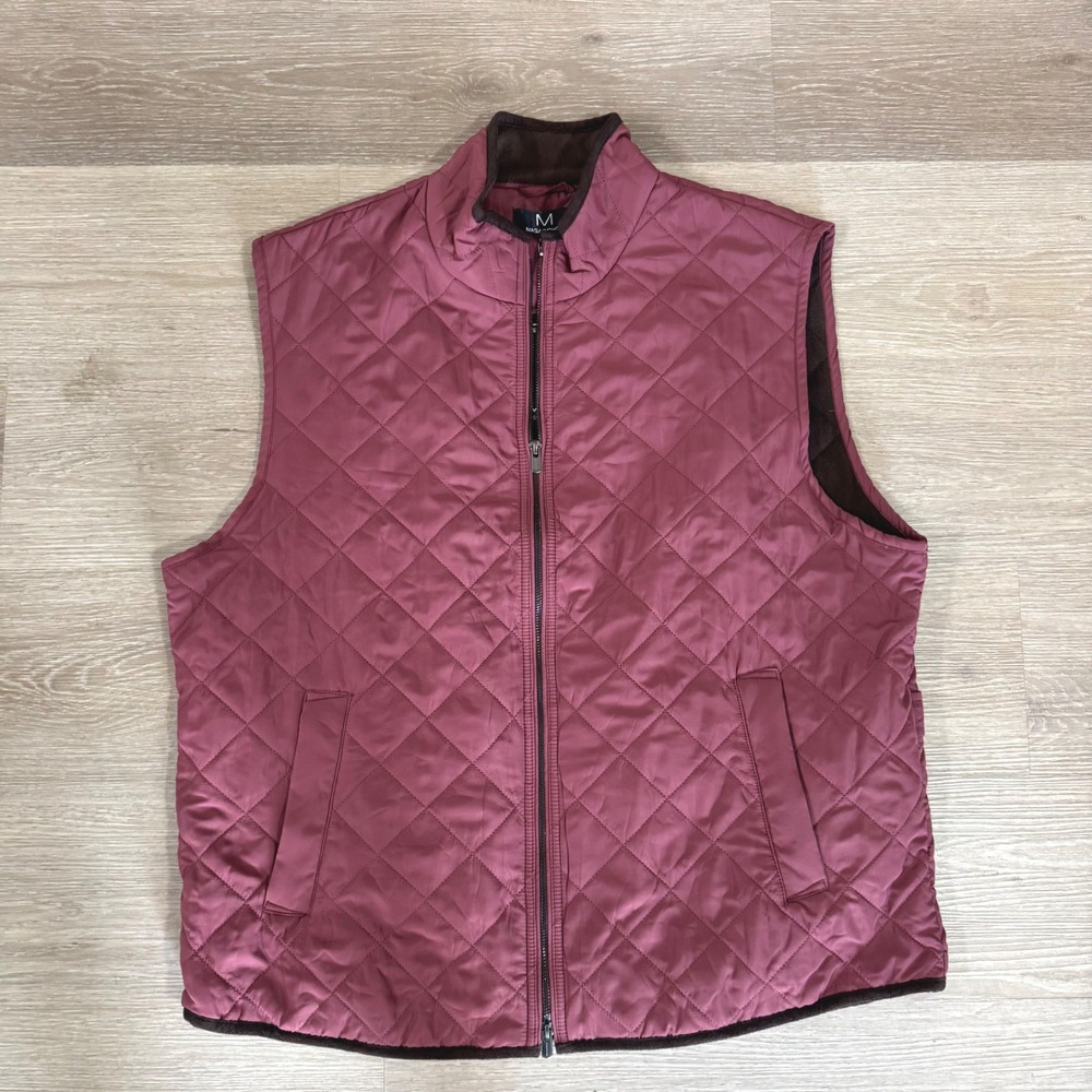 NWT Magaschoni Quilted Vest Mens‎ XXL Cinnamon Burgundy Full Zip Fleece Lined